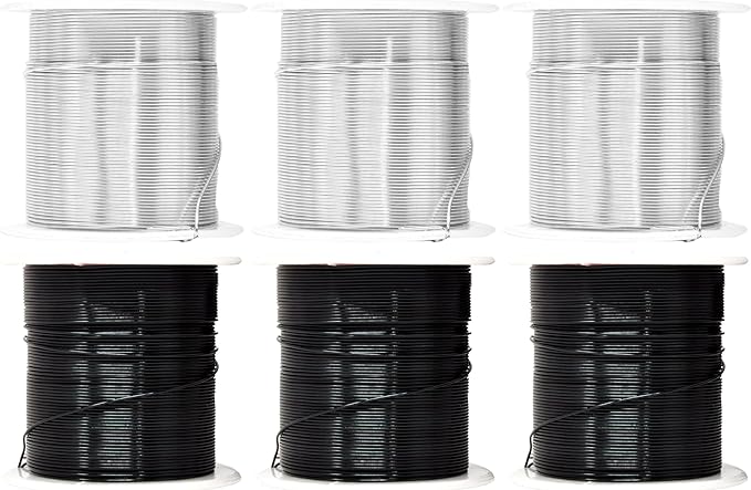 Mandala Crafts 22 Gauge Anodized Aluminum Craft Wire for Jewelry Making - 450 FT Colored Flexible Silver Black Wire - Bendable for Bonsai Armature Crafting Sculpting