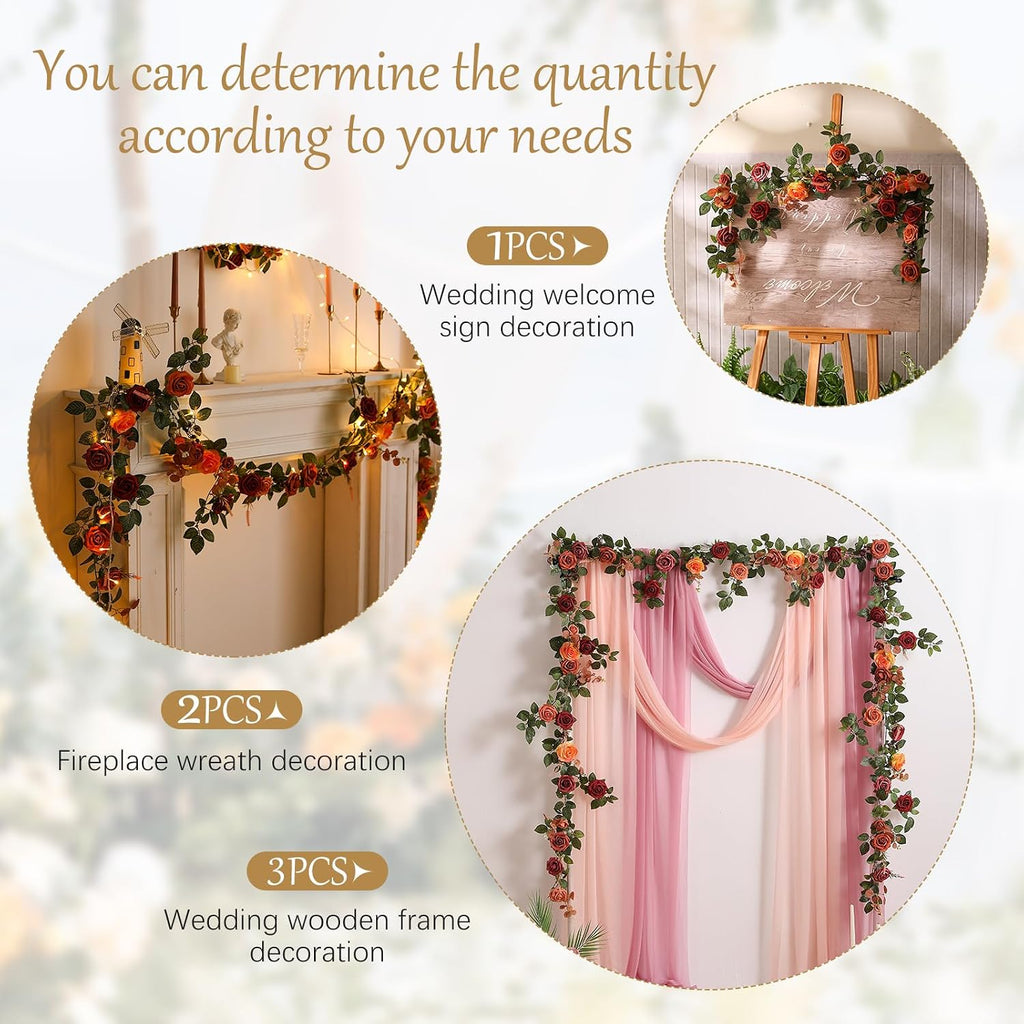 garisey 5ft terracotta artificial flower garland fall floral, close-up detail