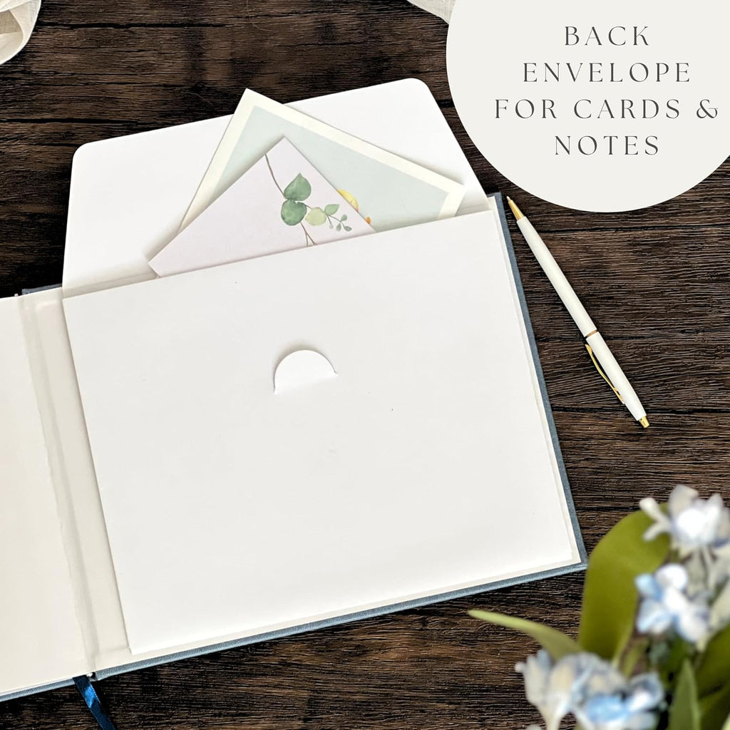 Funeral Guest Book for 2026 Celebration Of Life Memorial Service - Leather Memory Book for Funeral Guests to Sign In with Condolence Memory Table Sign & Back Pocket - Blue Guestbook