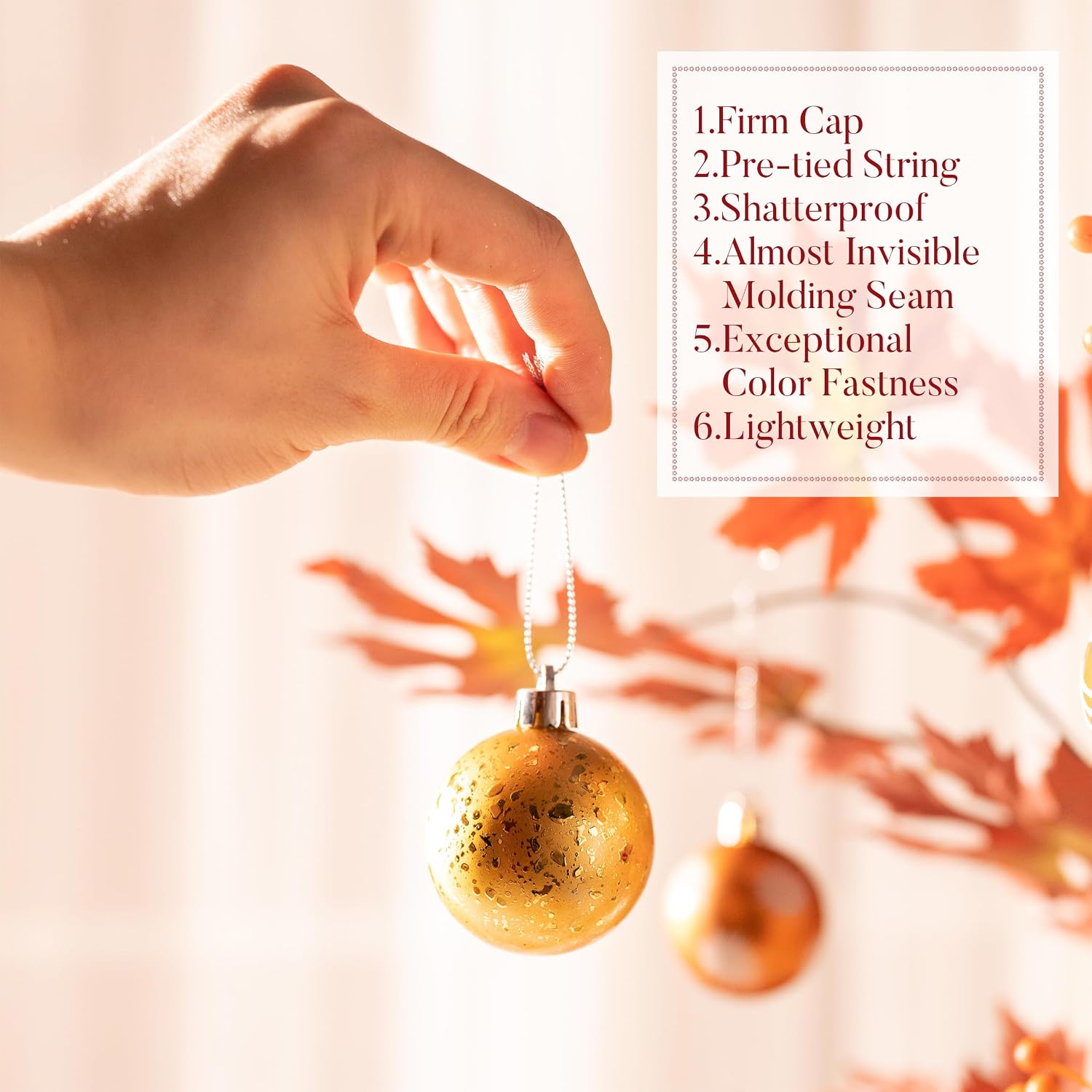 Valery Madelyn 28ct Fall Ornaments Shatterproof Tree Decorations for Home | Orange Heart Shaped Ball Ornaments Farmhouse Hanging Decor for Harvest Thanksgiving Autumn Party