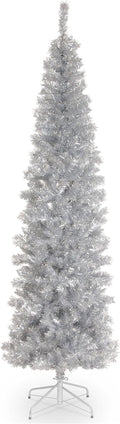 national tree company 7ft unlit silver tinsel artificial, main product view