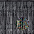 3 Pack Foil Fringe Backdrop - Laser Black Shiny Tinsel Curtains for Party Decoration/Photo Booth Props - 3.3x8.2 FT Metallic Foil Backdrop for Birthday, Wedding, Graduation, Christmas.