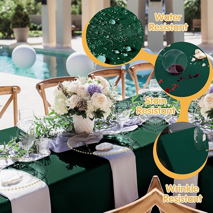 BRILLMAX 8 Pack Hunter Green Tablecloths for 6 Foot Rectangle Tables 60 x 102 Inch - 6ft Rectangular Bulk Linen Polyester Fabric Washable Cloth Cover for Wedding Reception Banquet Birthday Party