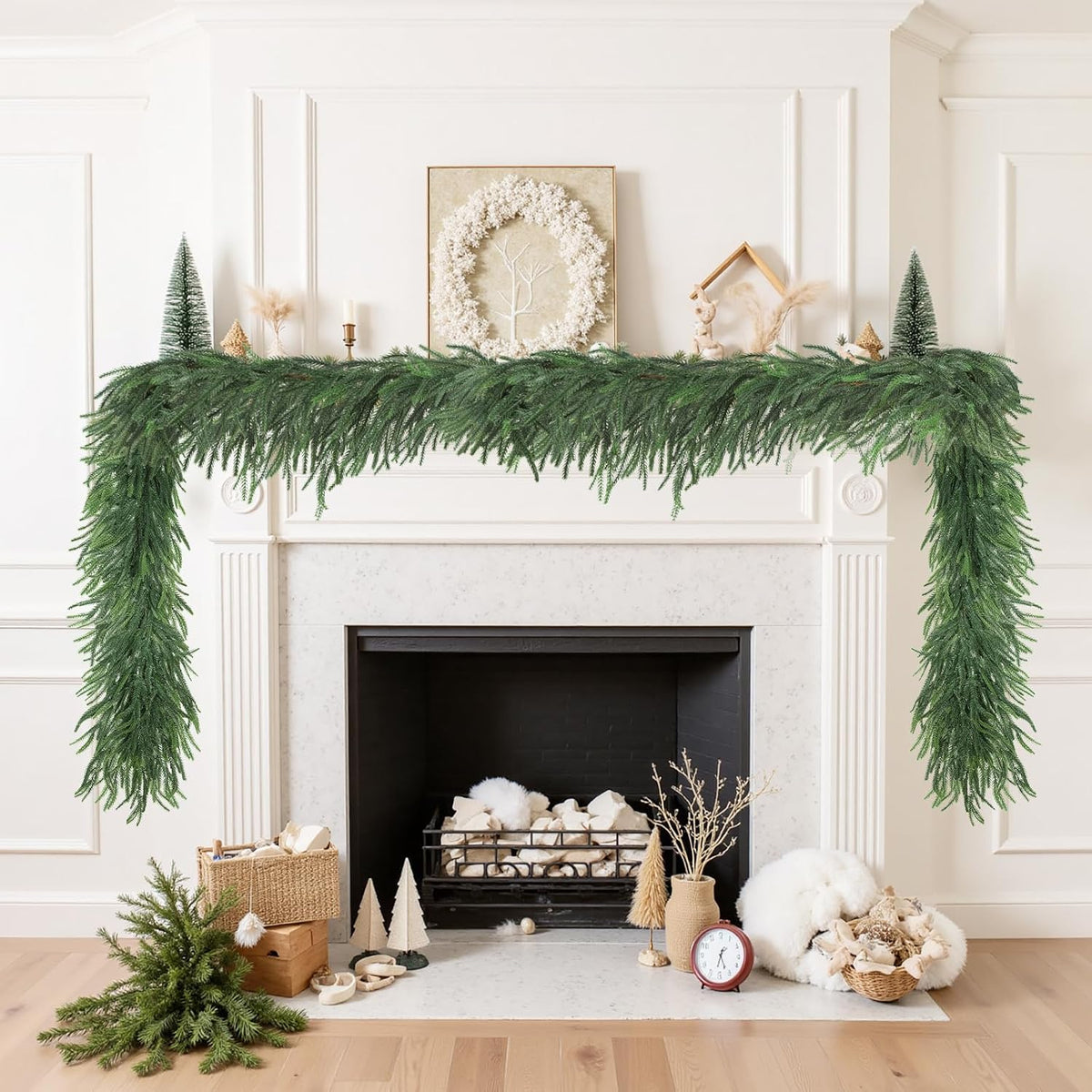 15 ft artificial christmas norfolk pine garland extra shown in use