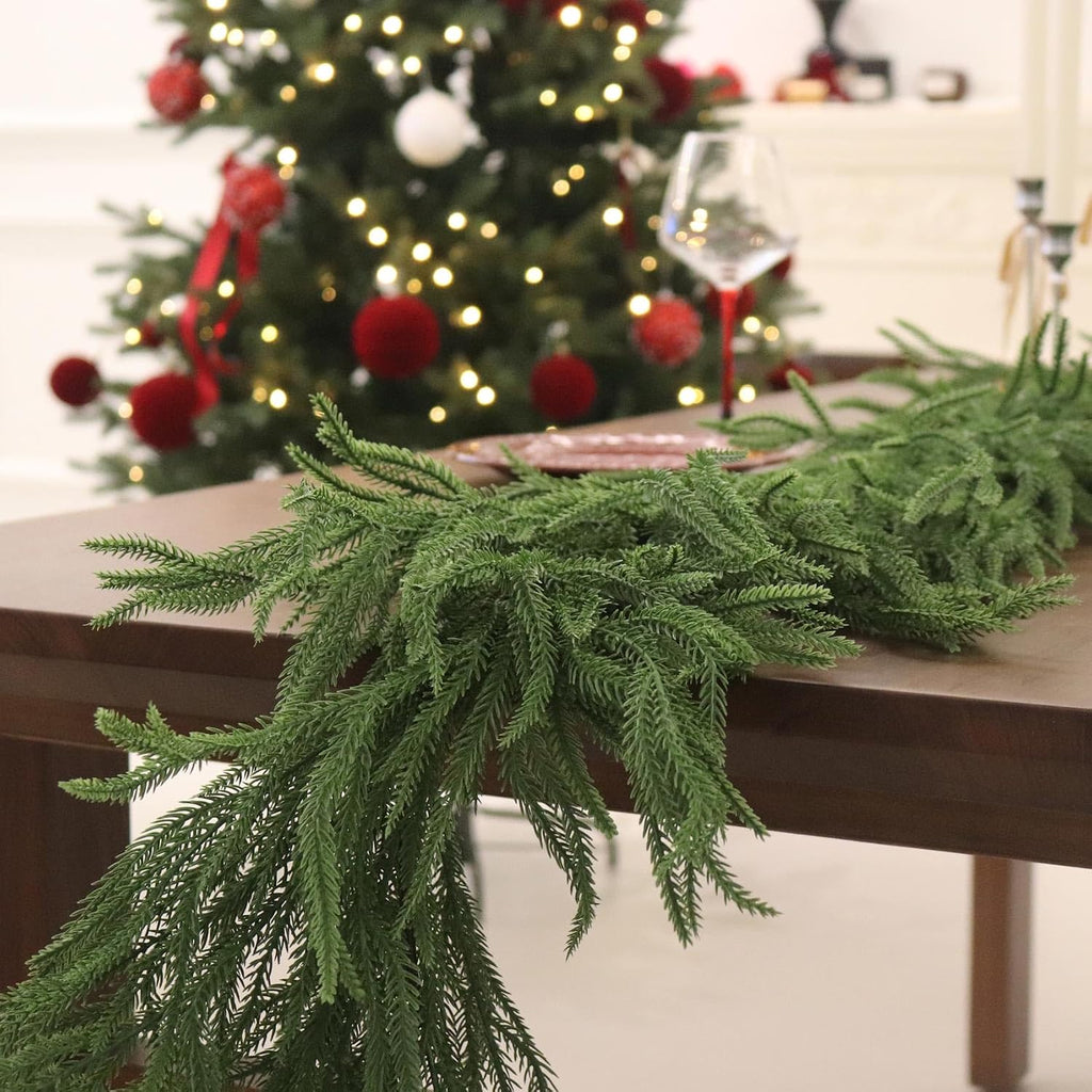 9ft christmas norfolk pine garland real touch for showing dimensions
