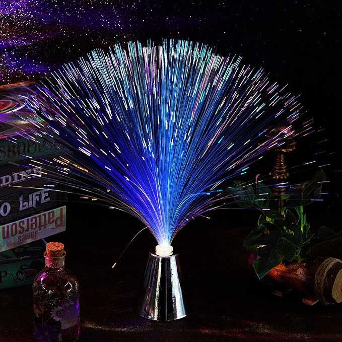 Patelai 16 Pcs LED Fiber Optic Lamp Color Changing Fiber Optic Night Light with Multicolor Glow Decorative Table Centerpiece for Sensory Bedroom Halloween Party Holiday Decorations (Stylish,Blue)