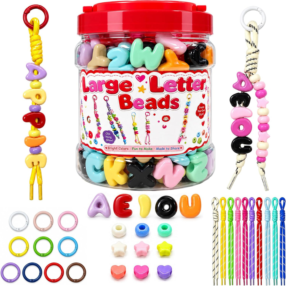 kasmena 420pcs chunky large letter beads diy keychain, main product view