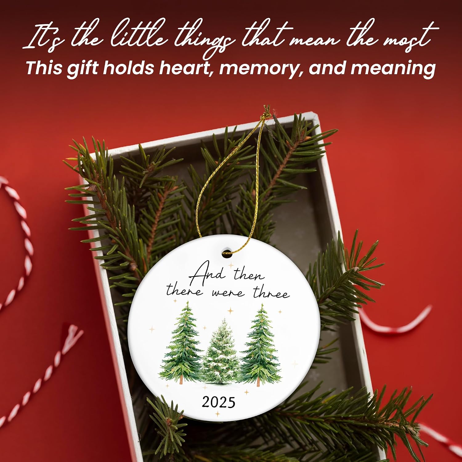 OASSIE Baby's First Christmas Ornaments 2025 - Glass Christmas Ornaments 2025 for Tree Decorations - Gifts for New Mom Dad Parents Couples, Family of Three, Pregnancy Announcement for Grandparents