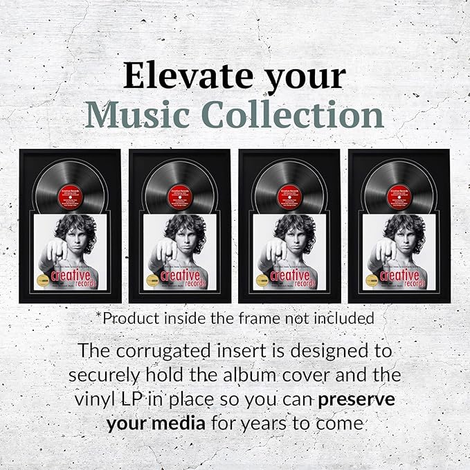 Creative Picture Frames 16" x 24" Jukebox Vinyl Frame Display with Double Matting, LP Record Album Frame for Wall Decor, Black/Black, 1 Count