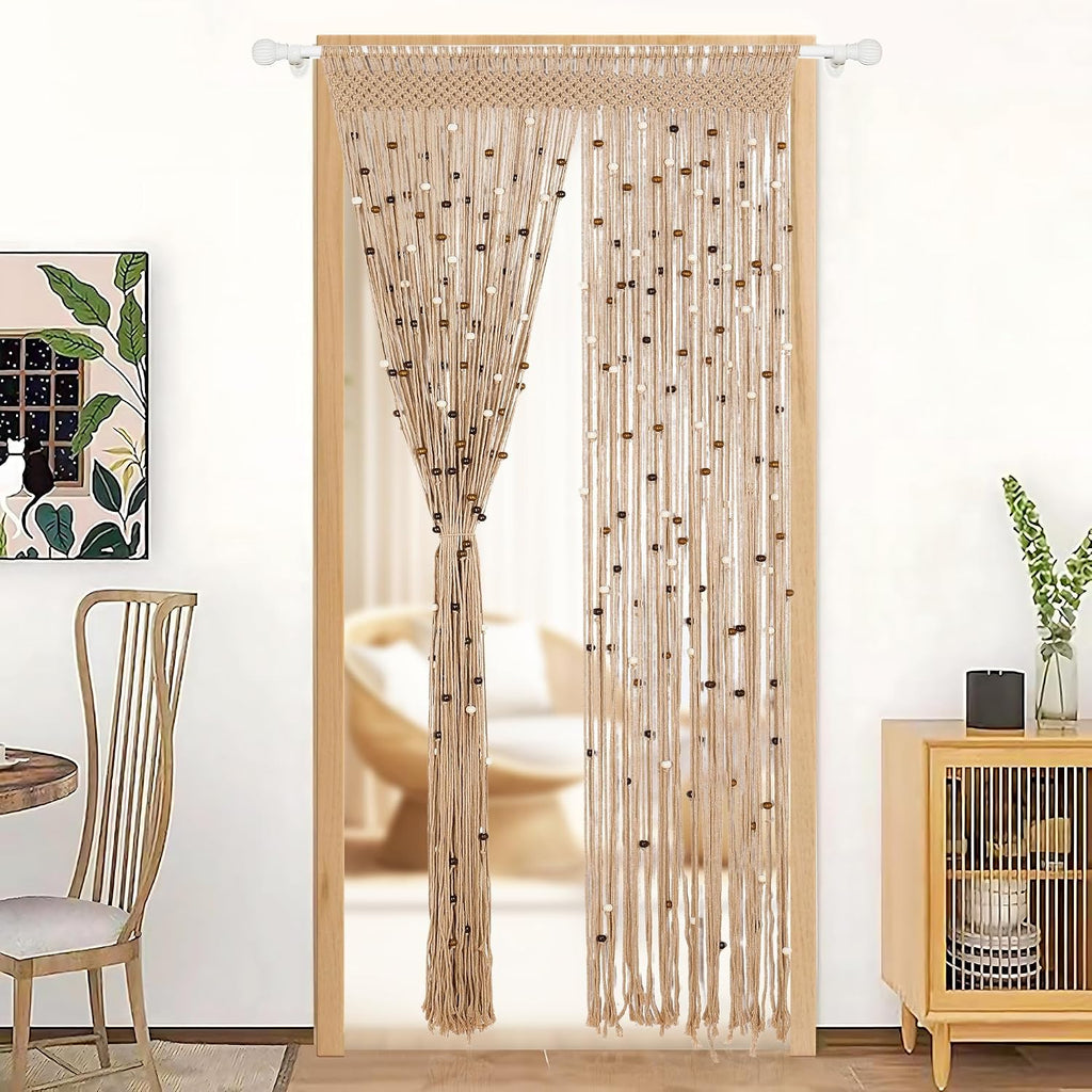 bechaeo boho macrame bead curtain for door window, main product view