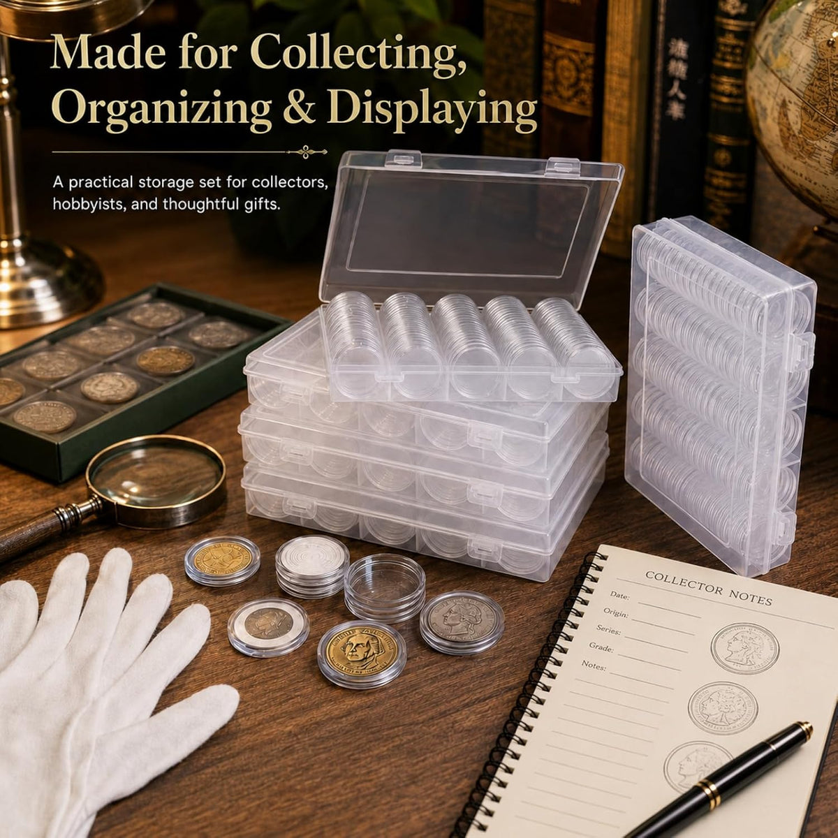 APACALI 500 PCS Coin Capsules Holders for Collectors, 30mm Clear Plastic Coin...