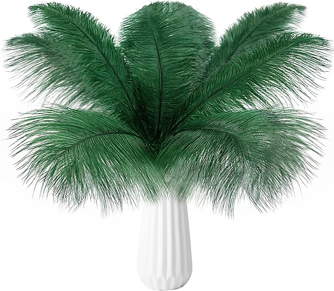 THARAHT 24pcs Ostrich Feathers Natural Bulk 10-12Inch 25cm-30cm for Wedding Party Centerpieces Easter Gatsby Flower Arrangement and Home Decorate Ostrich Feathers,Cyan
