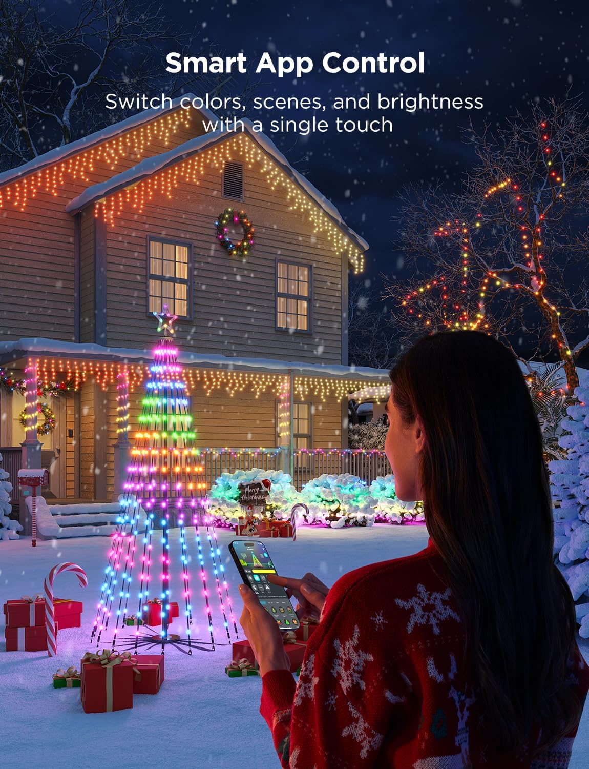 Govee Christmas Cone Tree Lights, 6.1ft 316 LEDs RGBIC Christmas Tree Light
