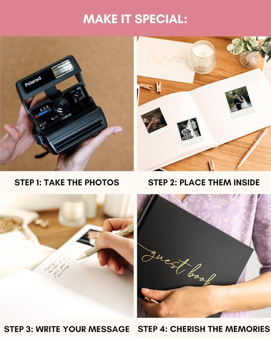 Lamare Wedding Guest Book Sign – Photo Guest Book for Wedding - Blank Page