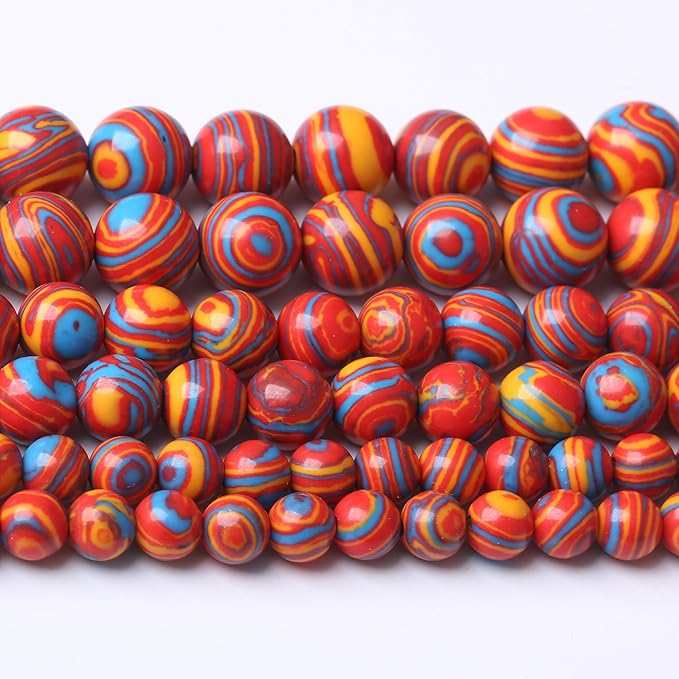 Red Yellow Blue Peacock Turquoise Stone Beads Gemstone Round Crystal Energy Jade Beads Stone Beads for Jewelry Making DIY Bracelet Necklace Jewelry Making 1 Strand 15.5inch 45PCS 8MM