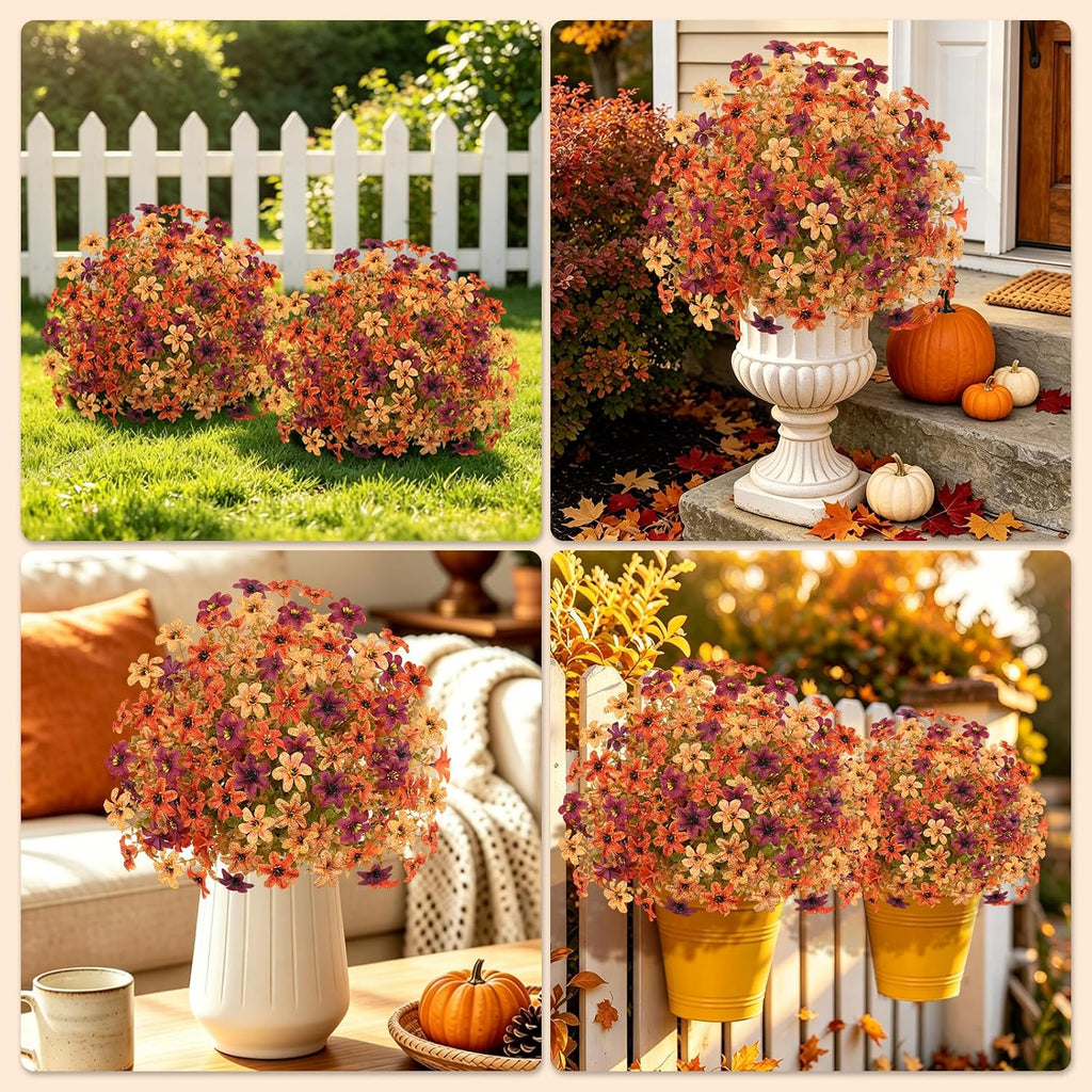 artificial fall flowers for outdoors, 23'' topiary balls, front angle view