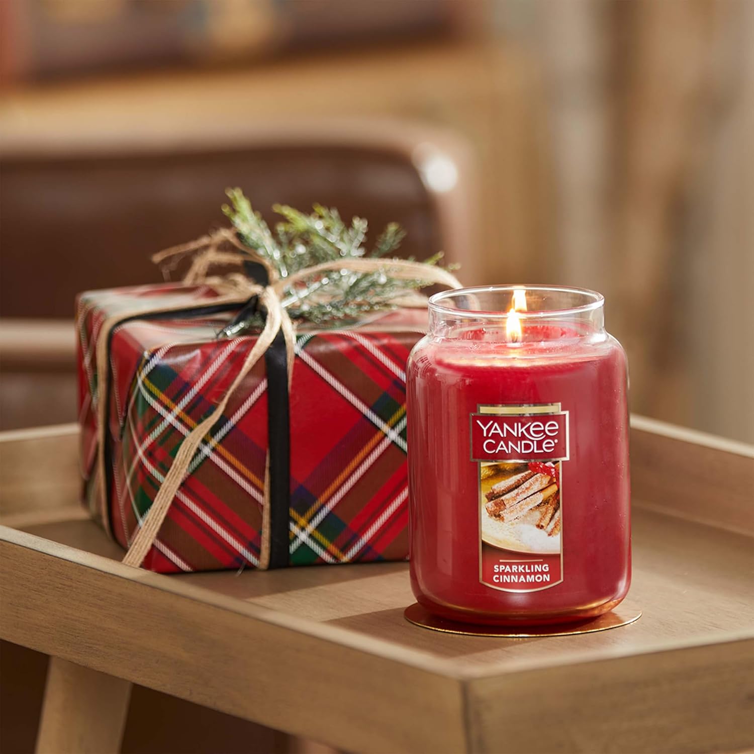Yankee Candle Sparkling Cinnamon Scented Classic 22oz Large Jar Single Wick Candle Over 110 Hours of Burn Time