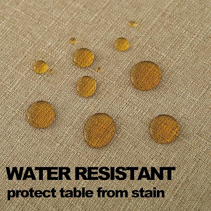 NLMUVW Square Tan Linen Tablecloth, Farmhouse Table Cloth Textured Water Resistant Decorative Table Cover for Cafe Dining Kitchen, 54 x 54 Inch