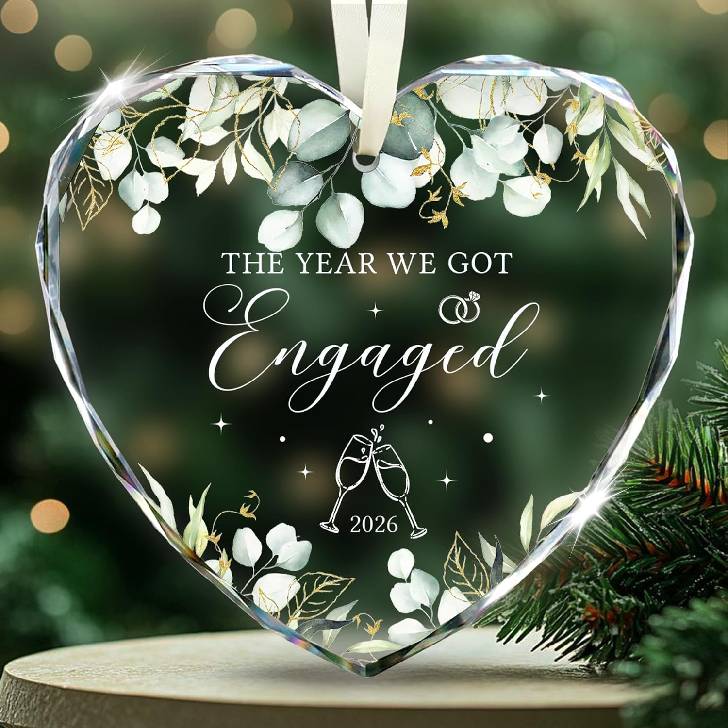 Engagement Gifts for Couples 2026, Glass Engagement Ornament 2026 - The Year We Got Engaged Ornament for Daughter, Newly Engaged Gifts for Couple Friend, for Fiance, Bride to Be