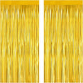 Gold Foil Fringe Curtain 3.3×8.3FT 2 Packs, Metallic Tinsel Curtains Party Streamers for Birthday Graduation Baby Shower Decoration (2pcs,3.3FT×8.3FT, Gold)