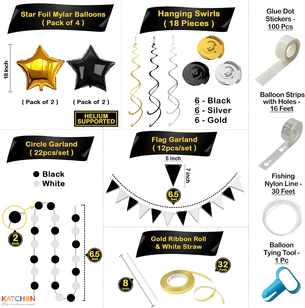 katchon happy new years decorations 2026 black and, side view