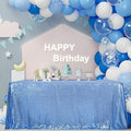 SquarePie Sequin Tablecloth 60 x 102 Inch Baby Blue Sparkly Table Linen for Wedding Party