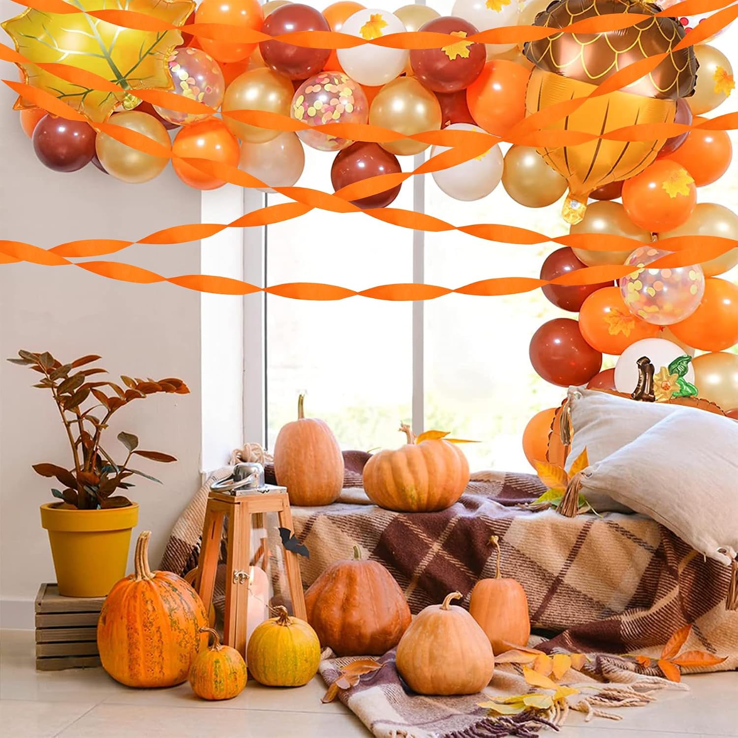 jiebor Halloween Streamers Crepe Paper Orange and Black Streamers 492 Ft 6 Rolls for Halloween Party Wedding Birthday Office Door Wall Decorations Flower Making