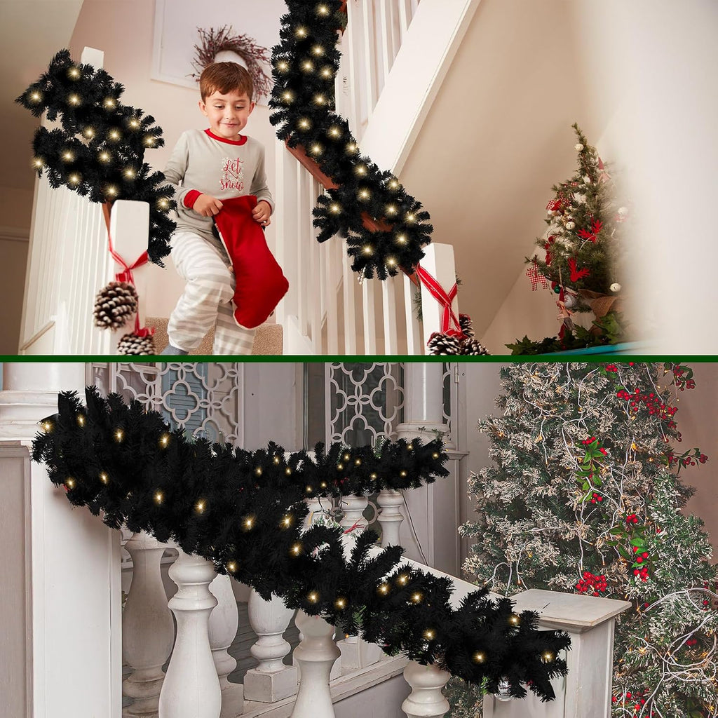 hotop 9 ft faux spruce artificial christmas garland showing dimensions
