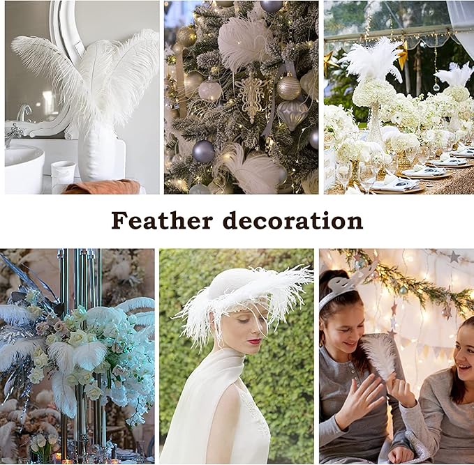NEWONG 30pcs Light Blue Ostrich Feathers Natural Bulk 11-14inch(28-35cm) Vase Craft Wedding Home Party Centerpieces Christmas Day Decoration