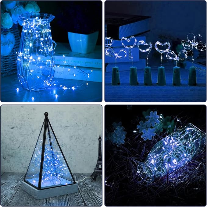 12 Pack Fairy Lights Battery Operated String Lights，7FT 20LED Waterproof Silver Wire Christmas Lights Outdoor,Firefly Mini Lights for Bedroom Party Birthday Wedding Home Decor