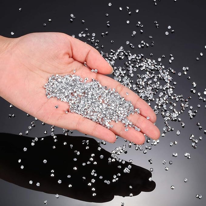 10000 Clear Wedding Table Scatter Confetti Crystals Acrylic Diamonds Rhinestones for Table Centerpiece Decorations Wedding Decorations Bridal Shower Decorations Vase Beads (Silver, 3 mm)