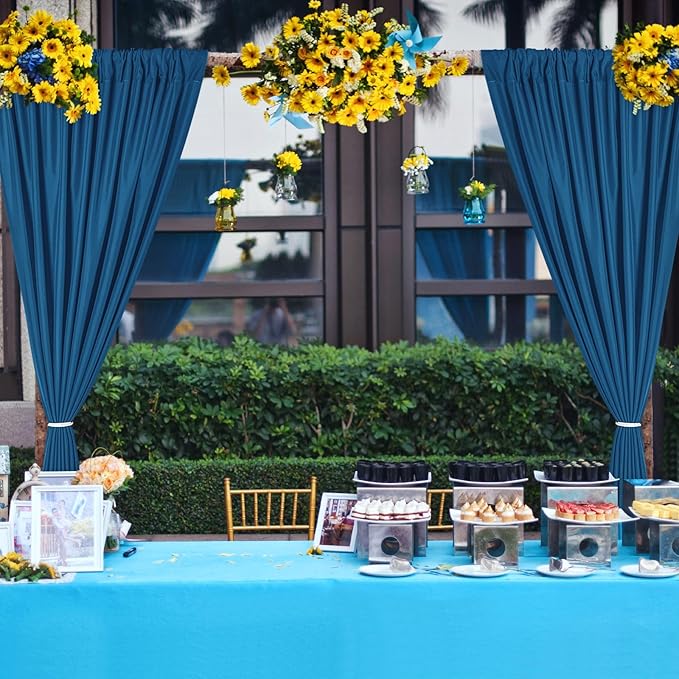 DWCN 10x10 FT Backdrop Curtains for Parties, Photography Backdrop Drapes with Rod Pockets for Wedding Decorations Stage Birthday Family Gatherings, 2 Panels 5ft x 10ft, Royal Blue