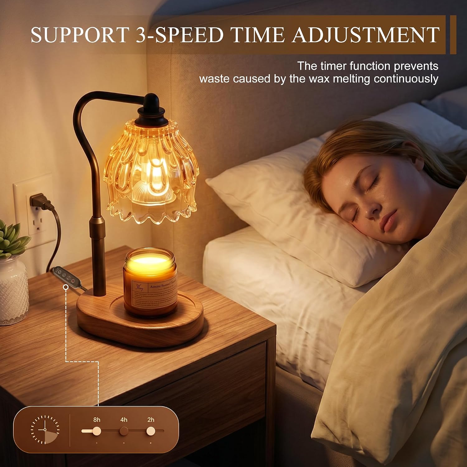 Candle Warmer Lamp with Timer and Wireless Remote Control, Dimmable Candle Warmer for Jar Candles, Height Adjustable Wax Melts Warmer, Mothers Day Birthday Gift for Women, House Warming New Home Decor