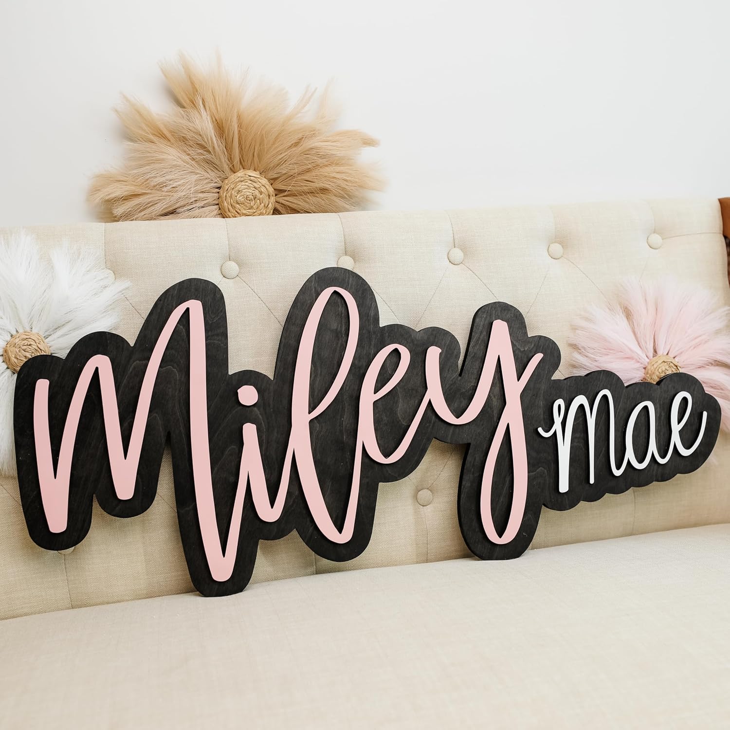 Wooden Name Signs for Nursery, Baby Name Sign, Name Signs for Kids Room, Custom Plaque, Nursery Wall Art, (Walker Wesley)