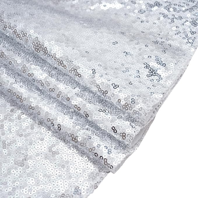 Eternal Beauty Silver Thick Sequin Backdrop, 10x10 Ft Glitter Background Curtains for Shimmer Photography Party Wedding Birthday Back Drop Decor