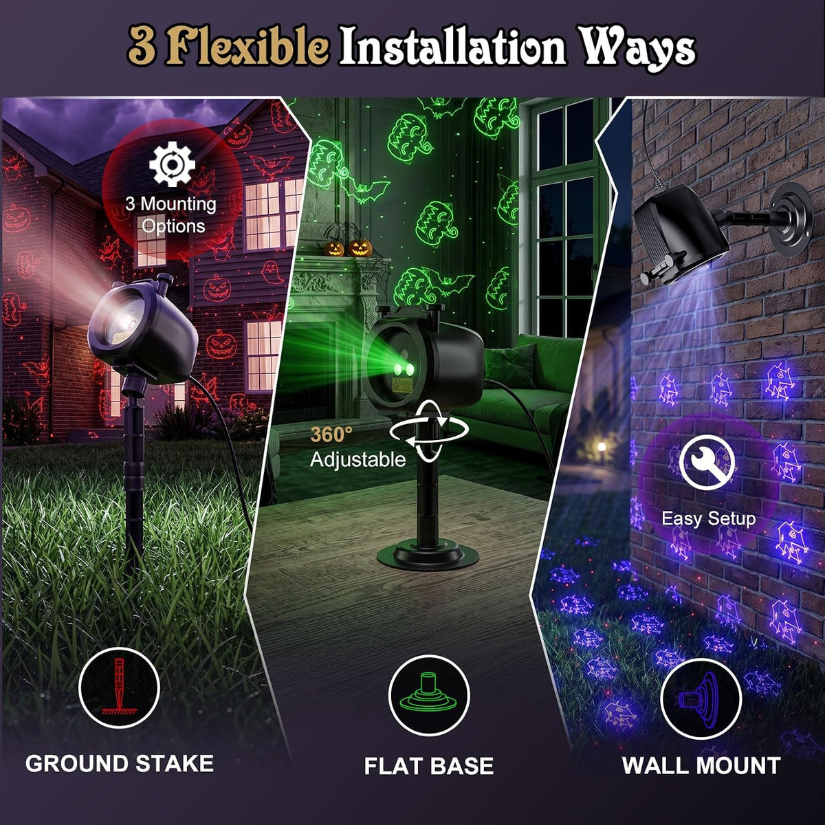 Christmas Laser Lights Outdoor, 2-in-1 Firefly Projector with 4 HD Slides