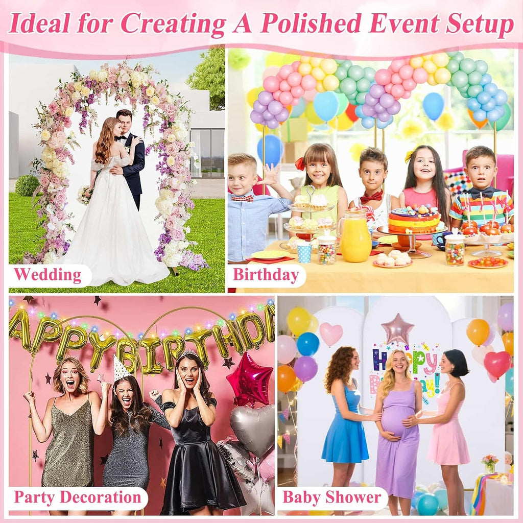 7.2ft wedding arch backdrop stand and white cover showing dimensions