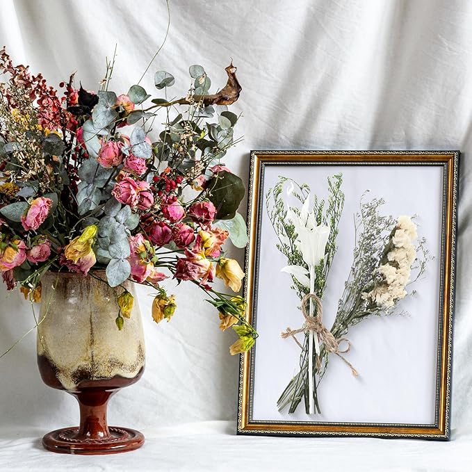 12/24 Pack Dried Flowers for Vase Various Mini Bouquet Dried Small Wildflowers Natural Real Flowers Bulk for Crafts DIY Wedding Decor (12, White)