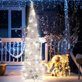 5ft pop up christmas tree pre-lit silver tinsel, main product view