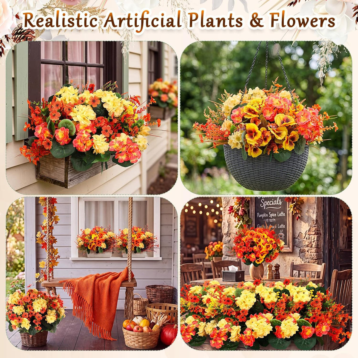 thiccywoov 40 bundles fall artificial flowers for outdoor on a desk or shelf