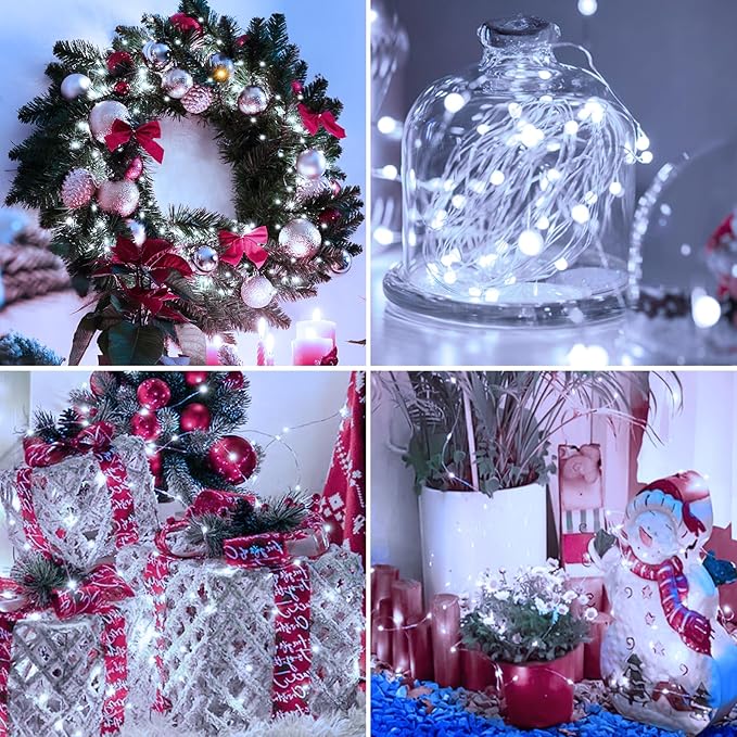 6 Pack Fairy Lights Battery Operated - 7ft 20 Led Twinkle Lights 3 Modes, Bulk Mini String Lights Waterproof for Mason Jars Vases DIY Party Wedding Decoration Christmas -Cool White