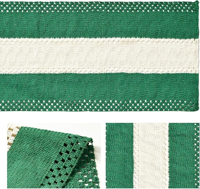 Artoid Mode Dark Green Farmhouse Rustic Table Runner, Seasonal Hollow Kitchen Dining Table Decoration for Home Party Decor 12x120 Inch