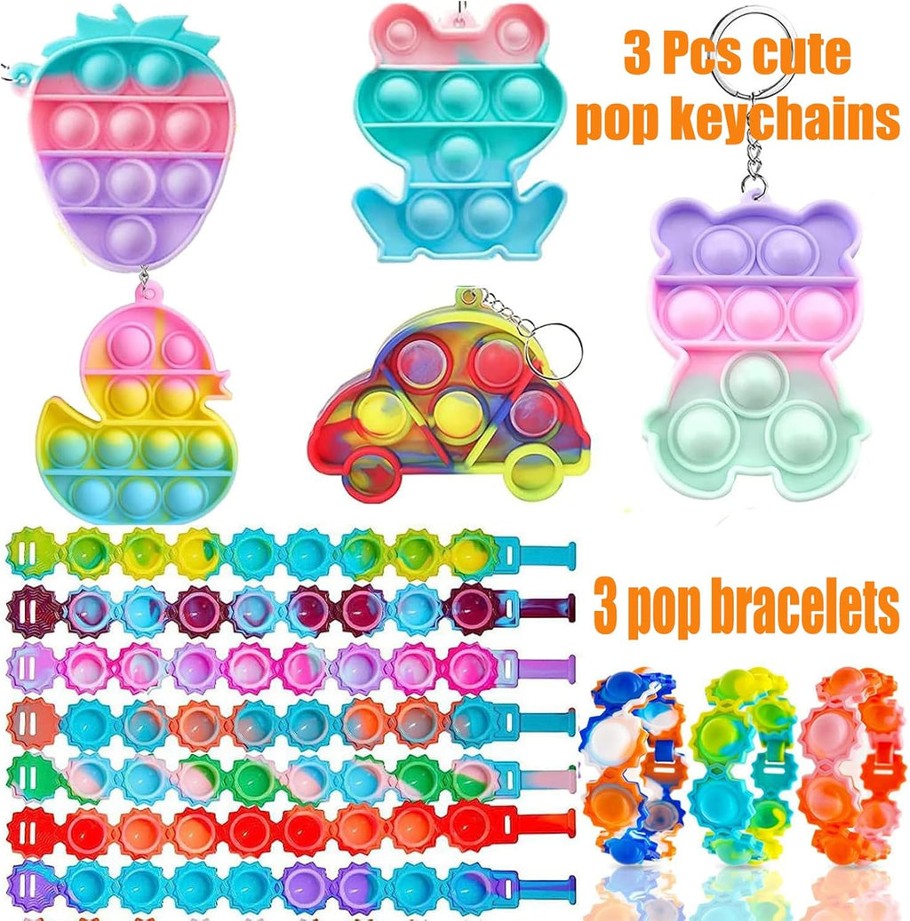 129 PCS Party Favors for Kids, Pop Fidget Treasure Box Toys, Classroom Prizes, Pinata Filler Goodie Bag Stuffers, Treasure Chest, Carnival Prize Box Toys for Boys Girls