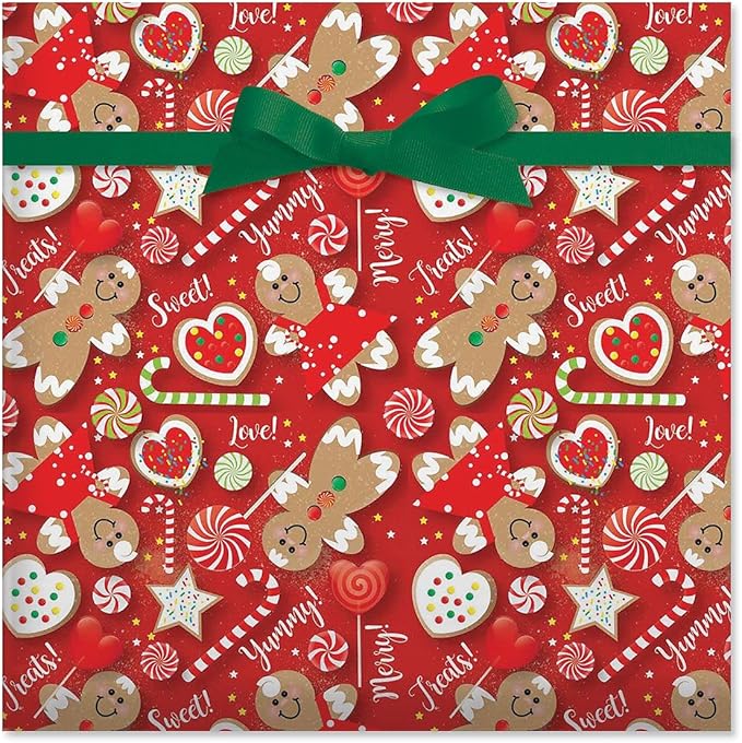 Current Sweet Treats Double-Sided Rolled Christmas Wrapping Paper - Premium Jumbo 23-Inch x 32-Foot Gift Wrap Roll, 61 Square Feet Total