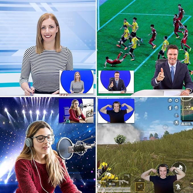 Portable Blue Screen Chair, 57 in BlueBackdrop with Stand Double Sided Foldable Screen Background, Chroma Key, Blue Backdrop for Chair Photography Streaming Gaming Photo Zoom Video Chats and Meeting
