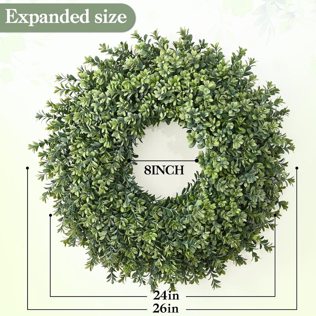 waipfaru 26'' fall boxwood wreath for front door, close-up detail