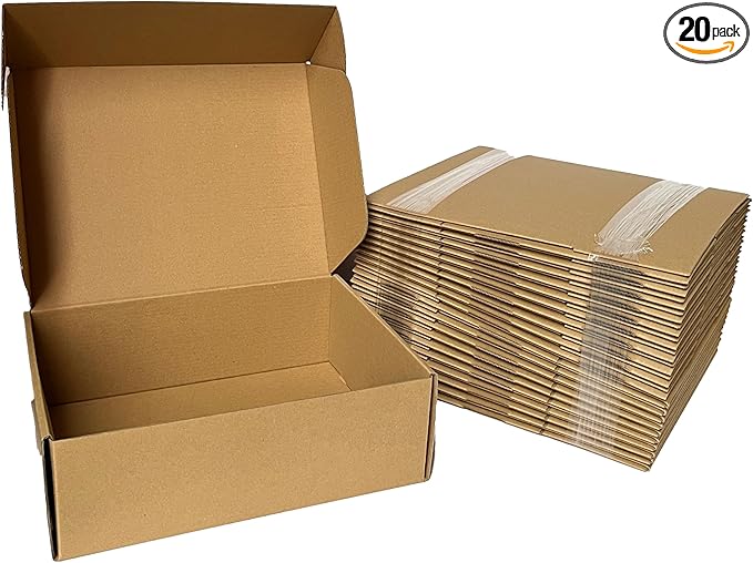 12x9x4 Small Shipping Boxes Set of 20 Brown Corrugated Cardboard Mailer Boxes for Packaging Small Business Craft Gifts Giving Products