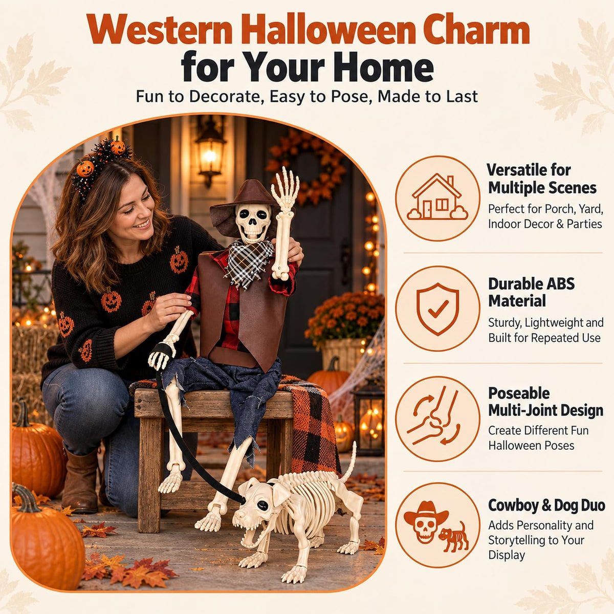 Skeleton for Halloween Decoration Outdoor, Halloween Decor for Yard Porch