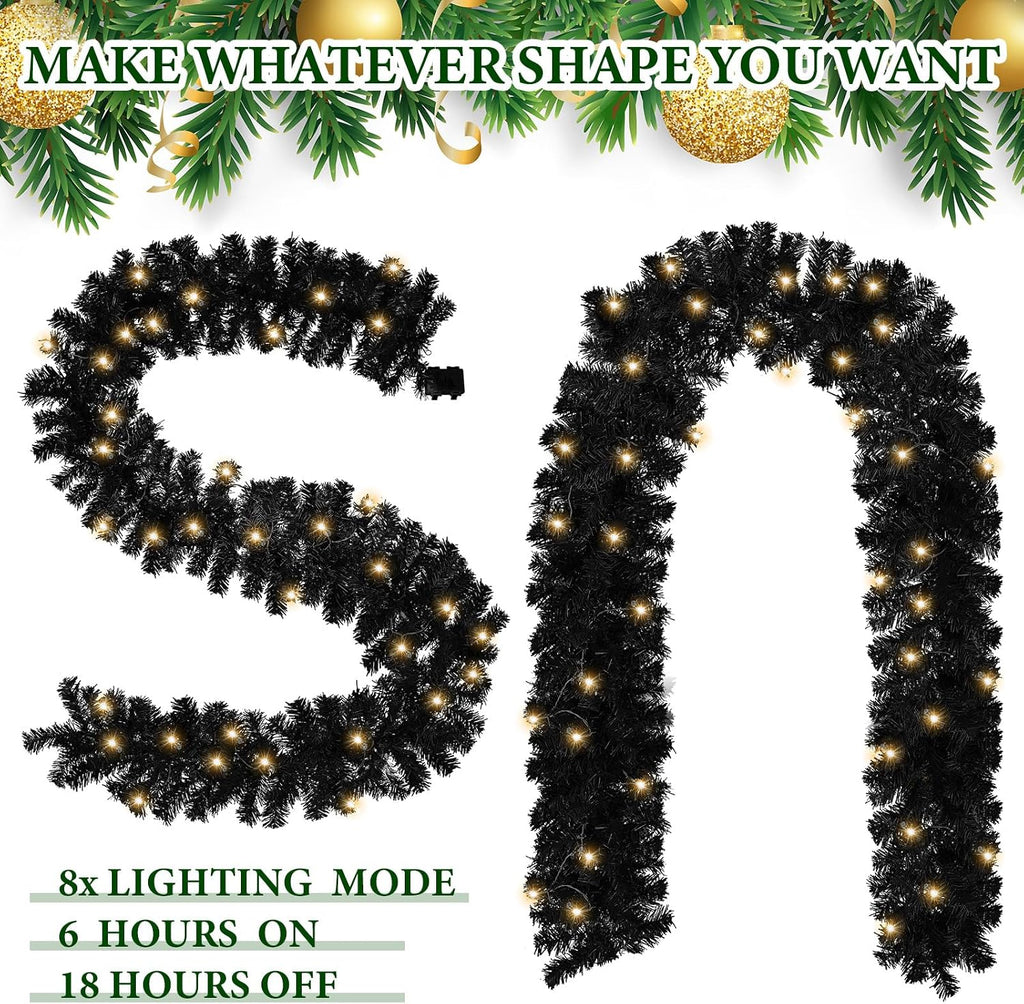 hotop 9 ft faux spruce artificial christmas garland, side view