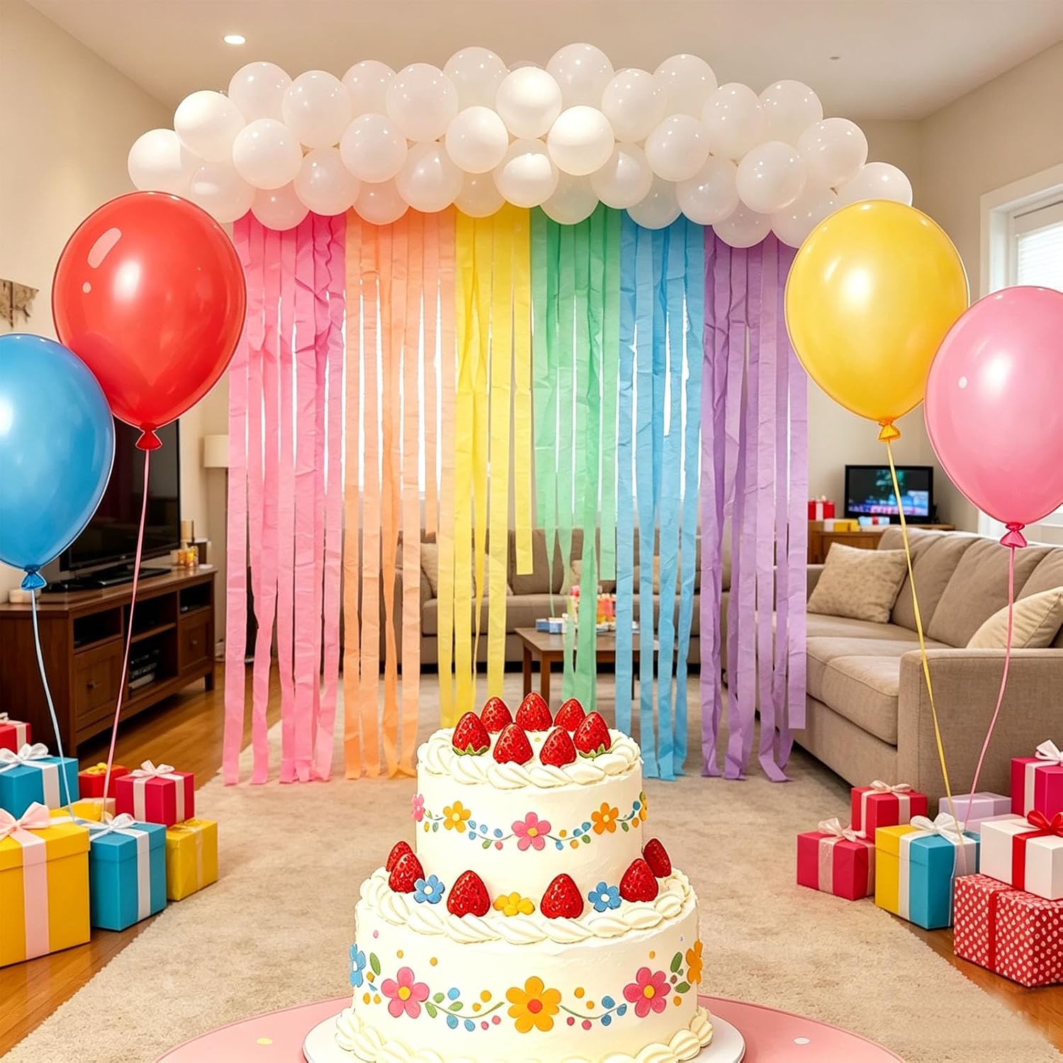 Pastel Crepe Paper Streamers 6 Rolls 492ft, Party Decorations for Birthday Wedding Baby Shower Bride Shower Halloween Christmas Holiday Decorations, 1.77Inch x 82ft/Roll